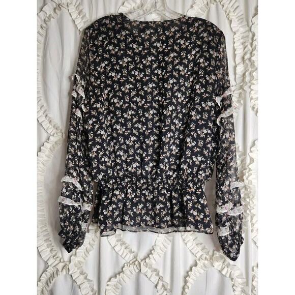 Lauren Ralph Lauren Black and White Floral Blouse - Picture 3 of 7